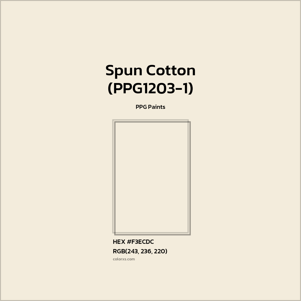 #F3ECDC Spun Cotton (PPG1203-1) Paint PPG Paints - Color codes and meaning | Matching colors and paints