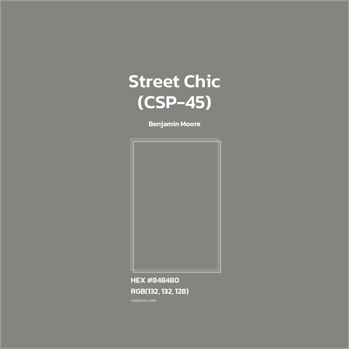 #848480 Street Chic (CSP-45) Paint Benjamin Moore - Color codes and meaning | Matching colors and paints