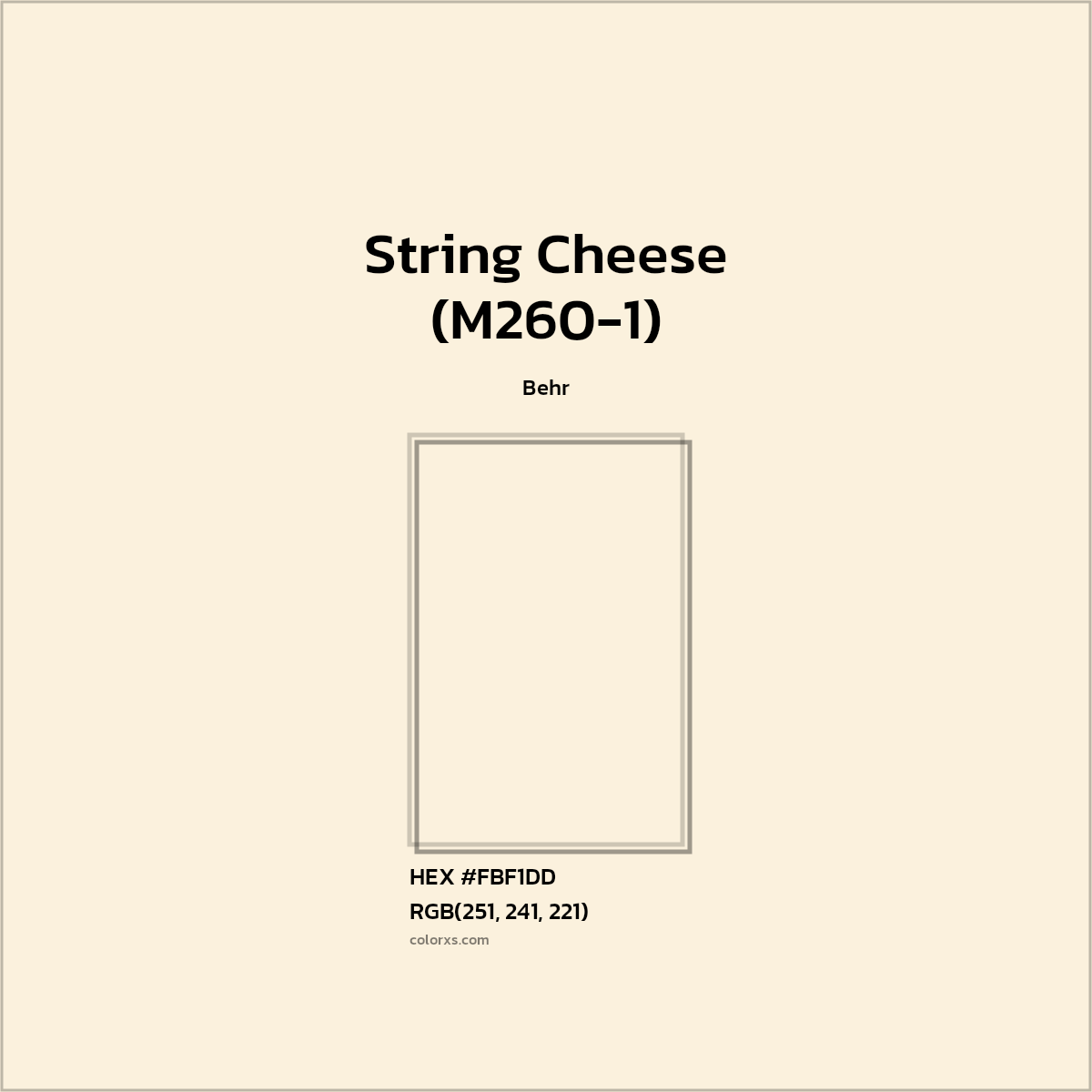 #FBF1DD String Cheese (M260-1) Paint Behr - Color codes and meaning | Matching colors and paints