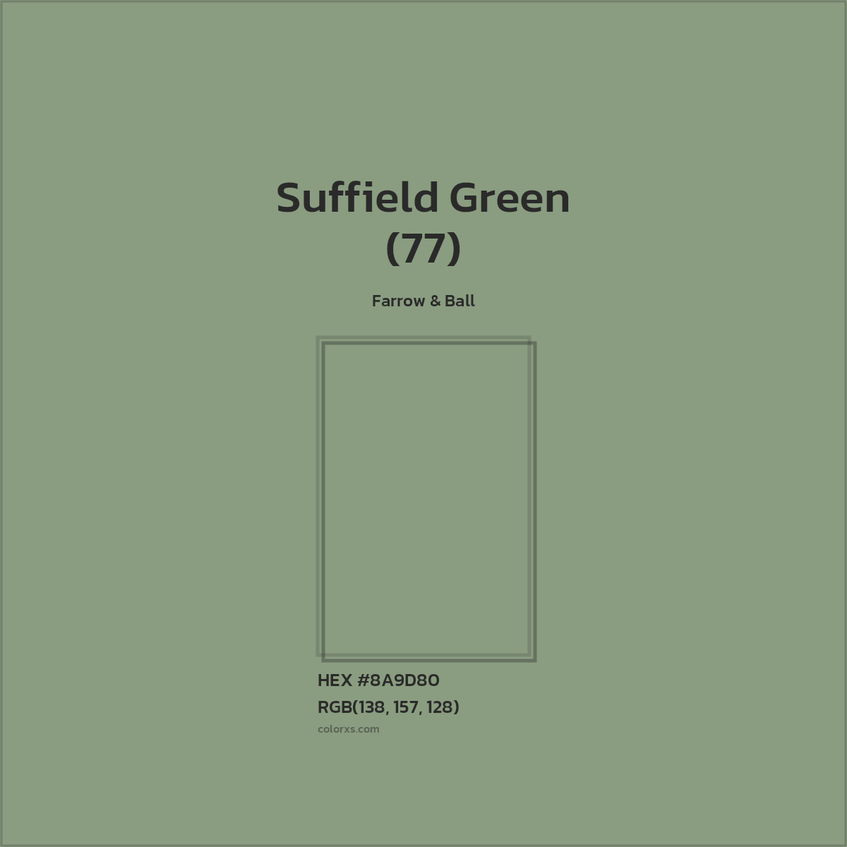 #8A9D80 Suffield Green (77) Paint Farrow & Ball - Color codes and meaning | Matching colors and paints