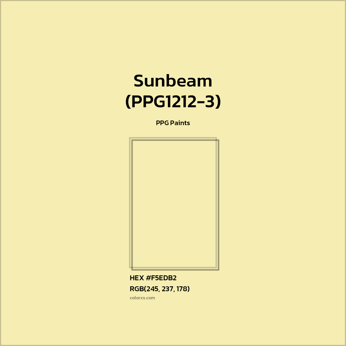 #F5EDB2 Sunbeam (PPG1212-3) Paint PPG Paints - Color codes and meaning | Matching colors and paints