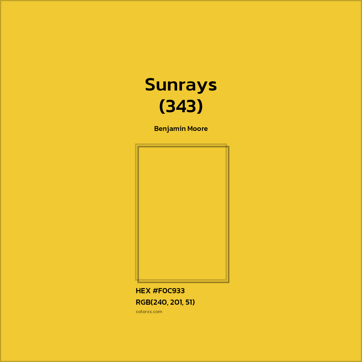 #F0C933 Sunrays (343) Paint Benjamin Moore - Color codes and meaning | Matching colors and paints