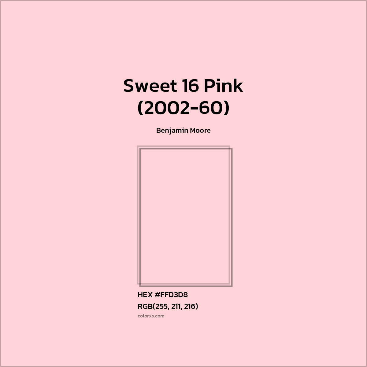 #FFD3D8 Sweet 16 Pink (2002-60) Paint Benjamin Moore - Color codes and meaning | Matching colors and paints