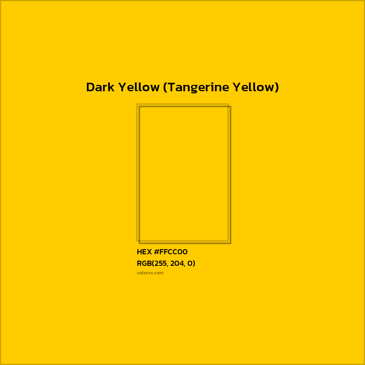 #FFCC00 Dark Yellow (Tangerine Yellow) Color  - Color codes and meaning | Matching colors and paints