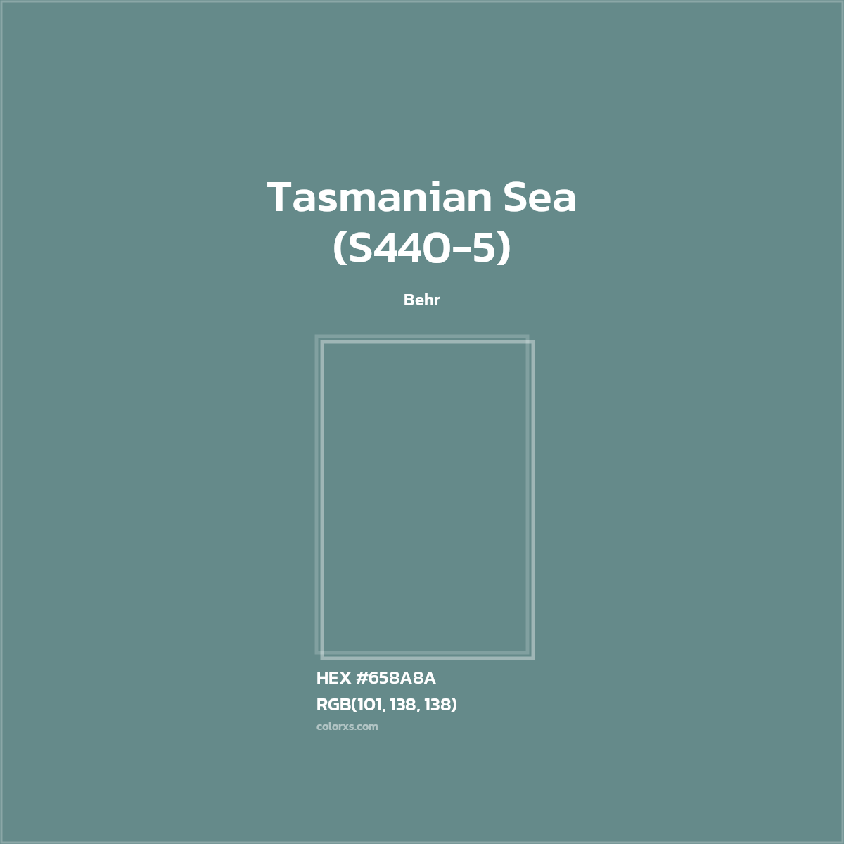 #658A8A Tasmanian Sea (S440-5) Paint Behr - Color codes and meaning | Matching colors and paints