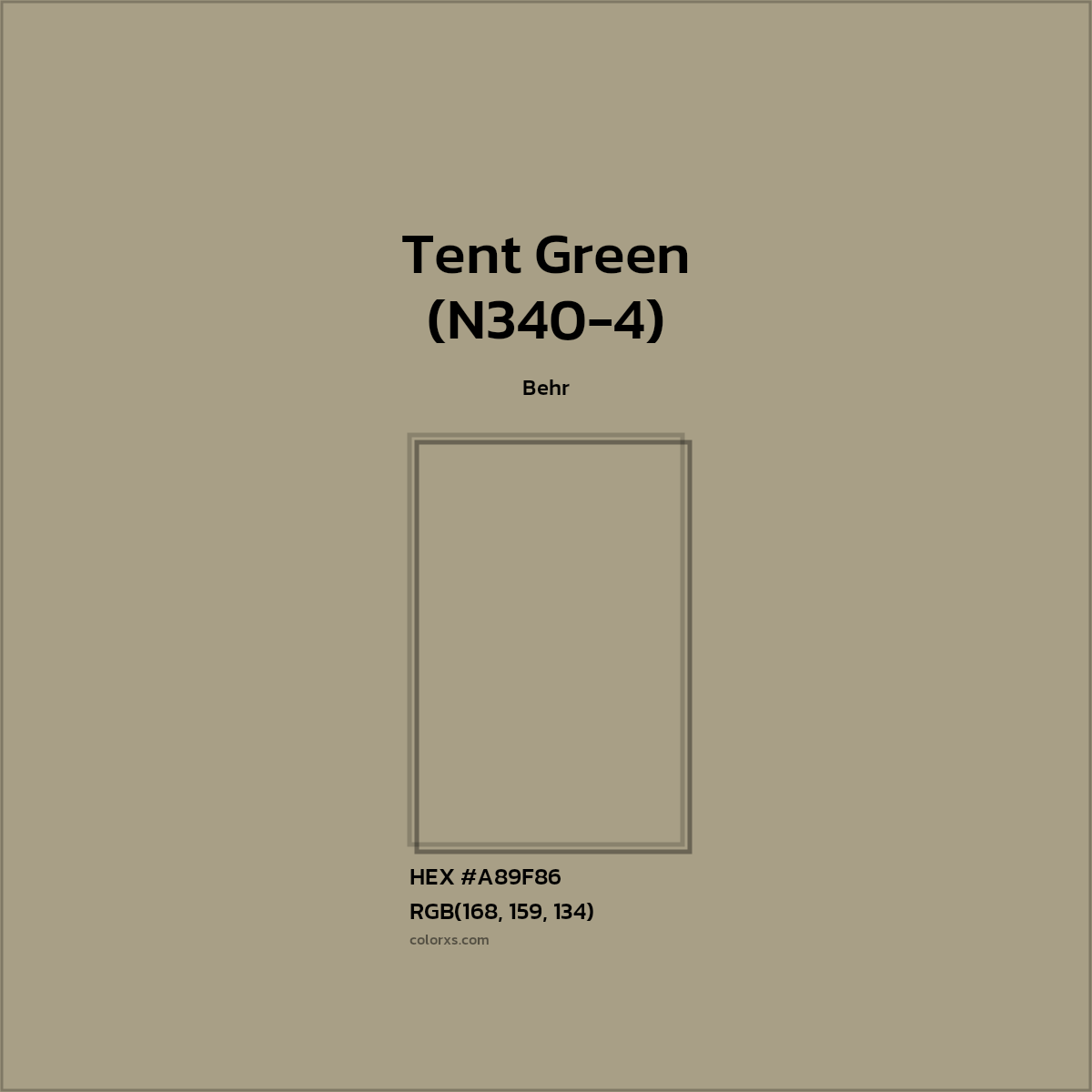 #A89F86 Tent Green (N340-4) Paint Behr - Color codes and meaning | Matching colors and paints