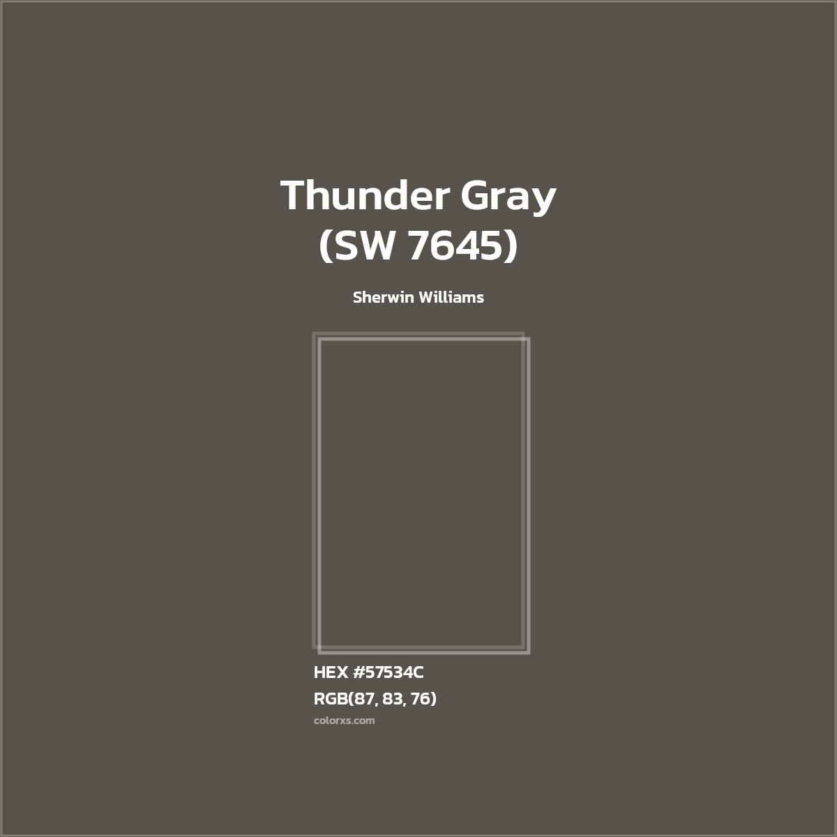 #57534C Thunder Gray (SW 7645) Paint Sherwin Williams - Color codes and meaning | Matching colors and paints
