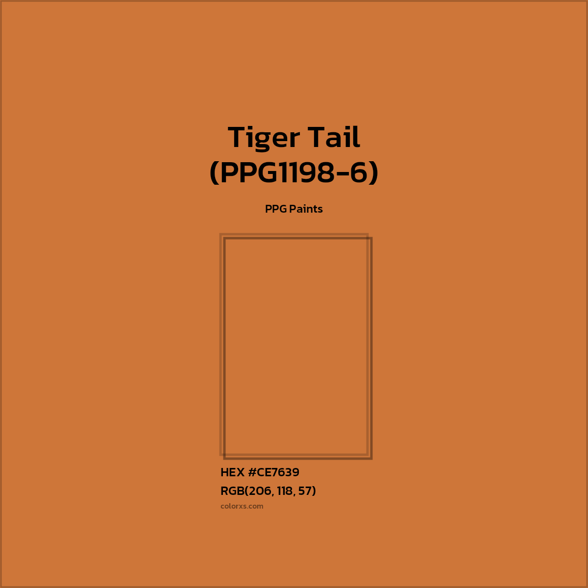 #CE7639 Tiger Tail (PPG1198-6) Paint PPG Paints - Color codes and meaning | Matching colors and paints