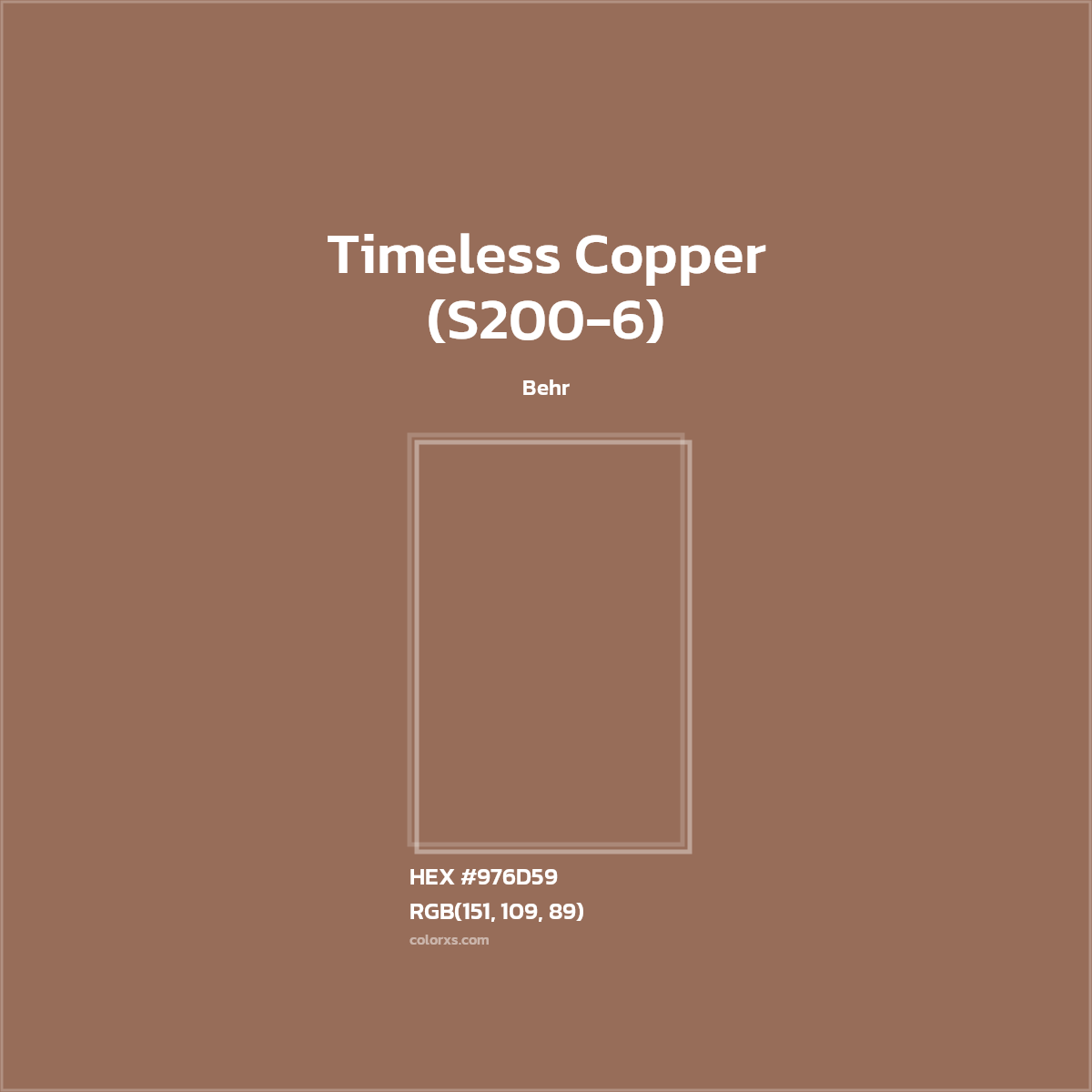 #976D59 Timeless Copper (S200-6) Paint Behr - Color codes and meaning | Matching colors and paints