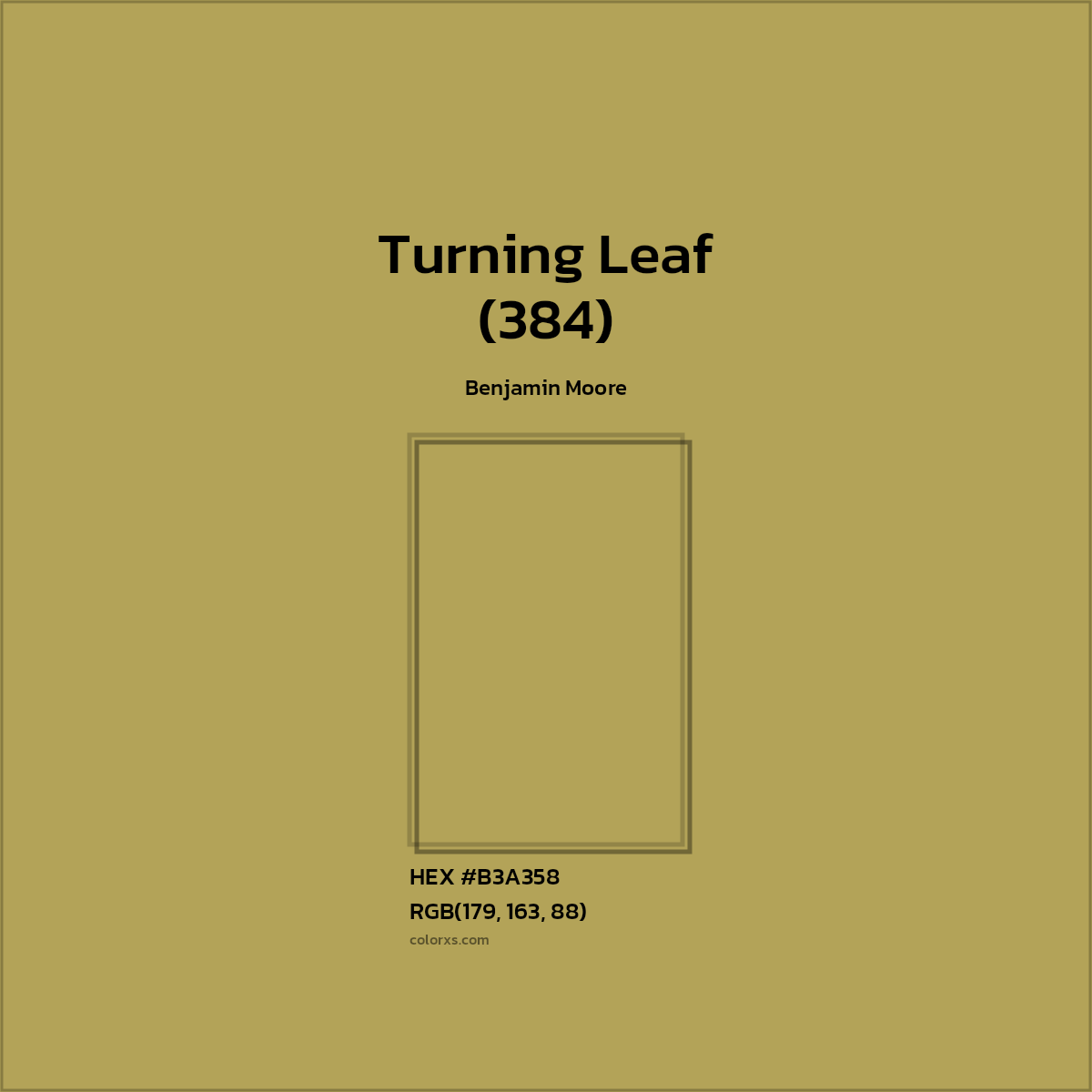 #B3A358 Turning Leaf (384) Paint Benjamin Moore - Color codes and meaning | Matching colors and paints