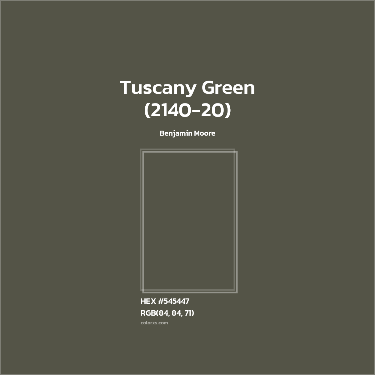 #545447 Tuscany Green (2140-20) Paint Benjamin Moore - Color codes and meaning | Matching colors and paints