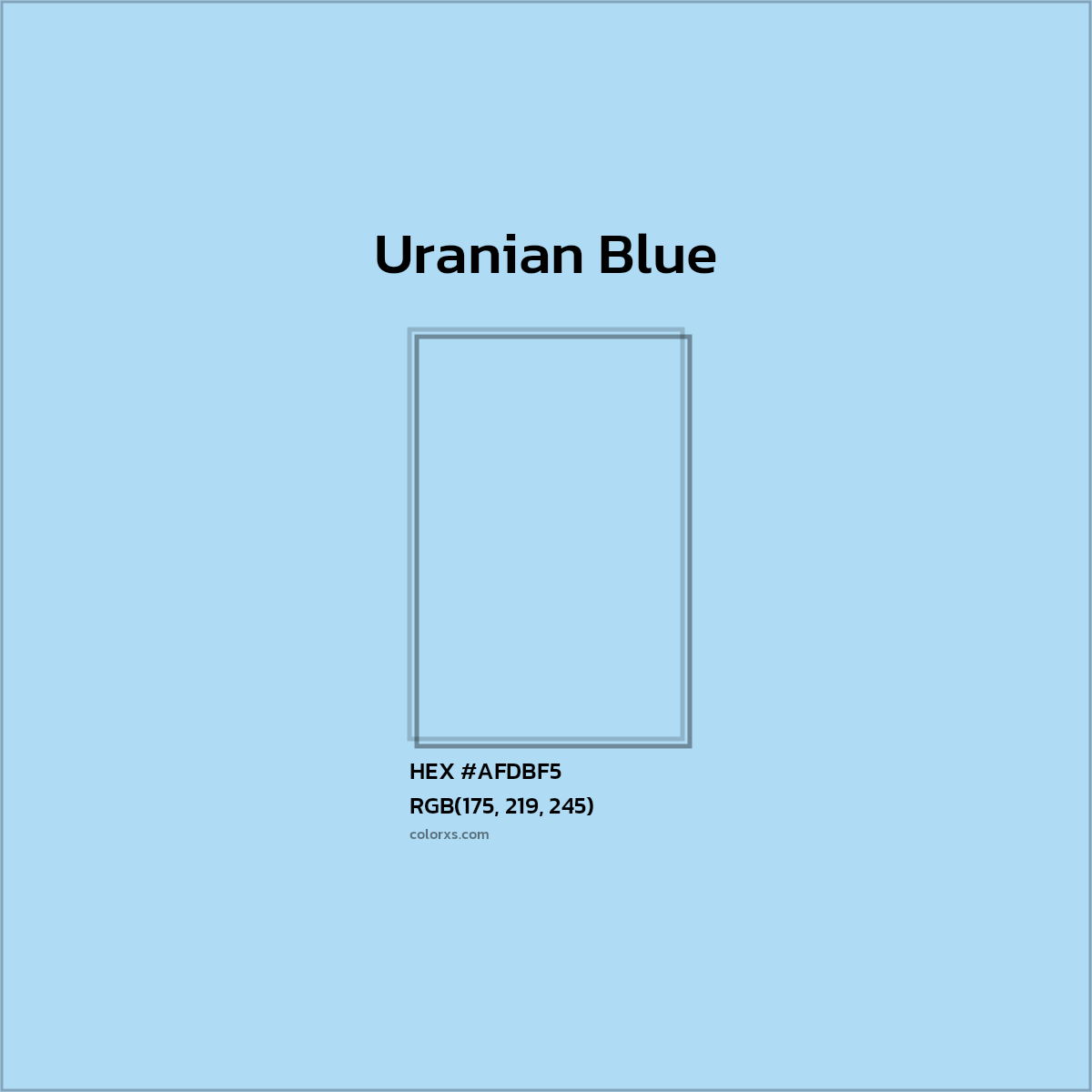 #AFDBF5 Uranian Blue Color  - Color codes and meaning | Matching colors and paints