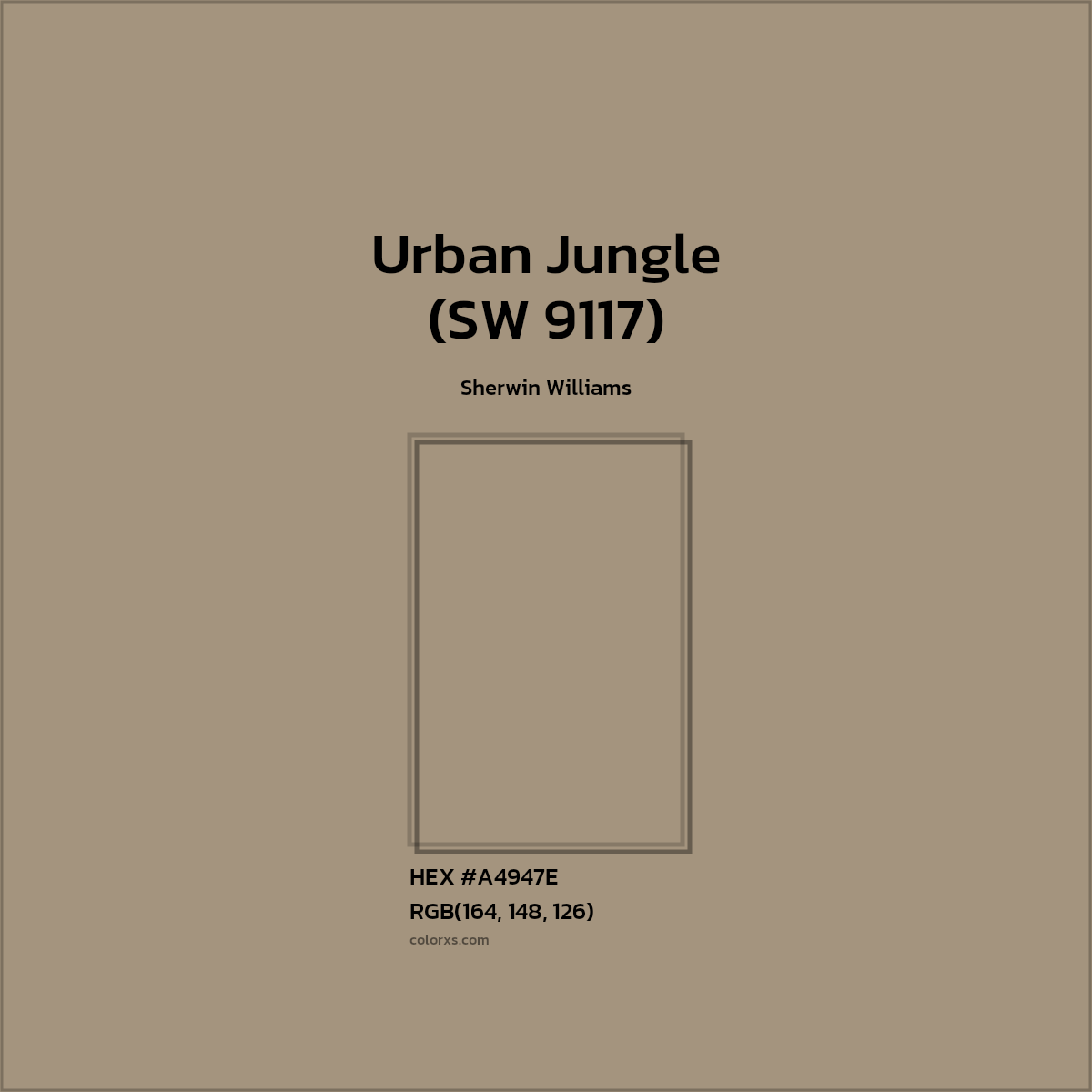 #A4947E Urban Jungle (SW 9117) Paint Sherwin Williams - Color codes and meaning | Matching colors and paints