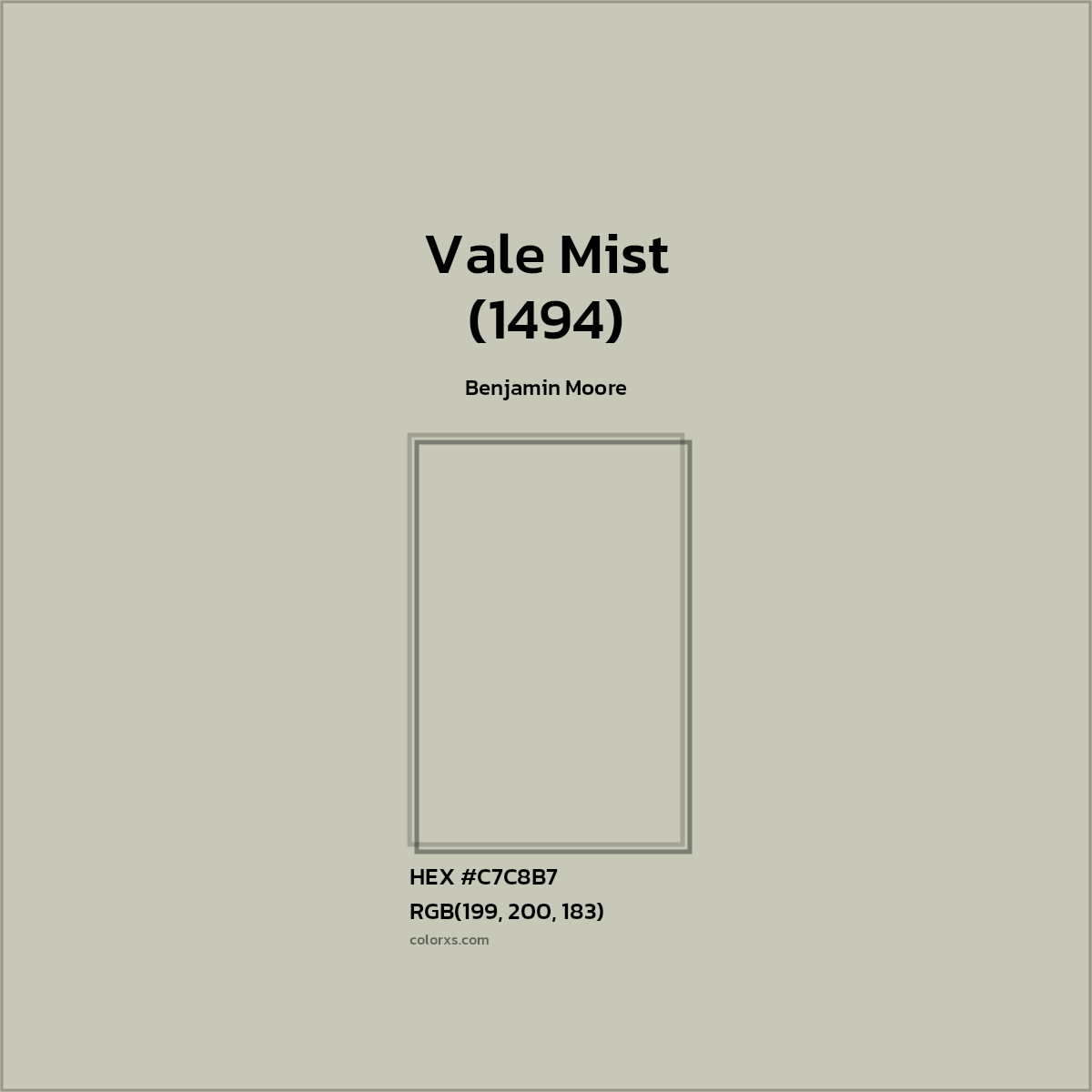 #C7C8B7 Vale Mist (1494) Paint Benjamin Moore - Color codes and meaning | Matching colors and paints