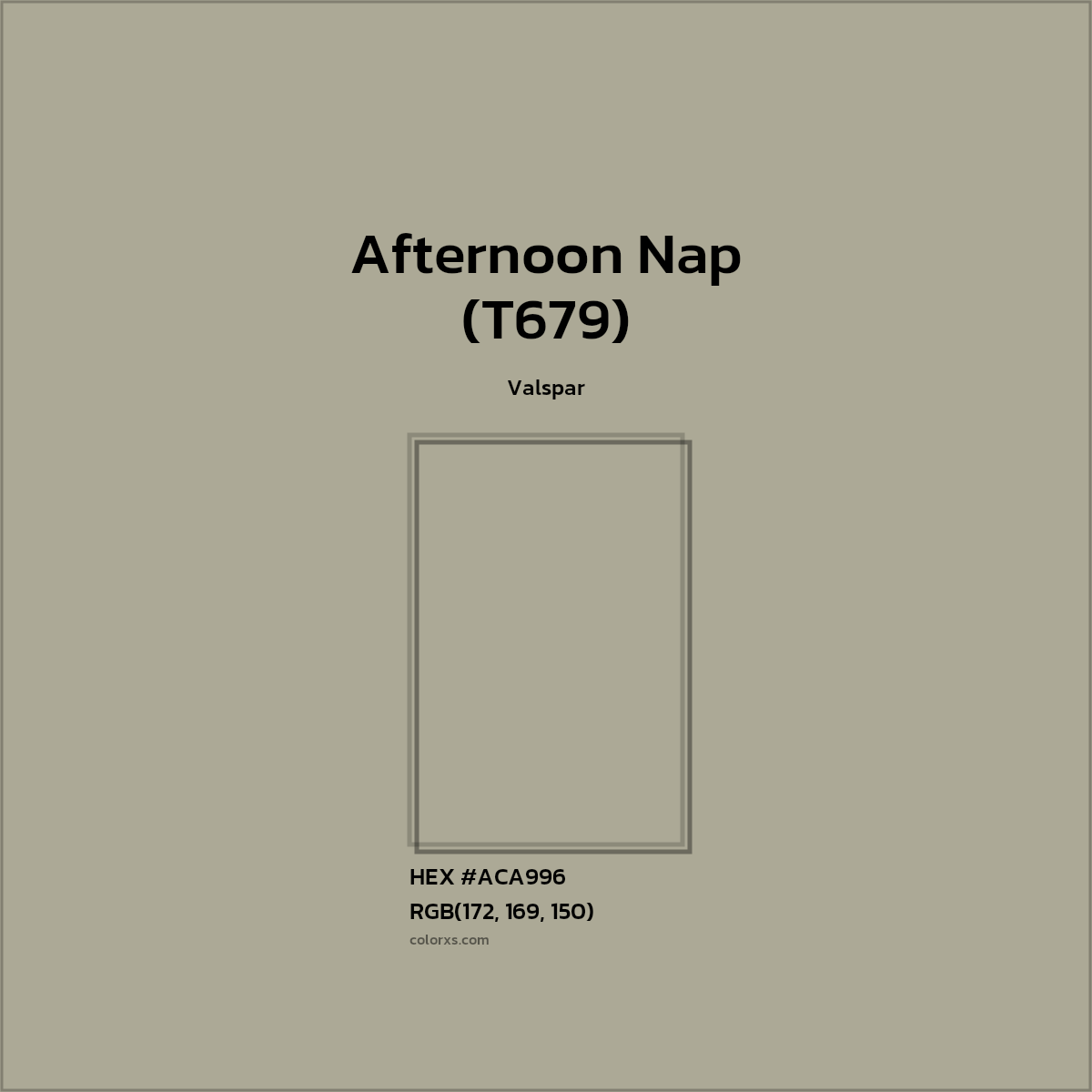 #ACA996 Afternoon Nap (T679) Paint Valspar - Color codes and meaning | Matching colors and paints