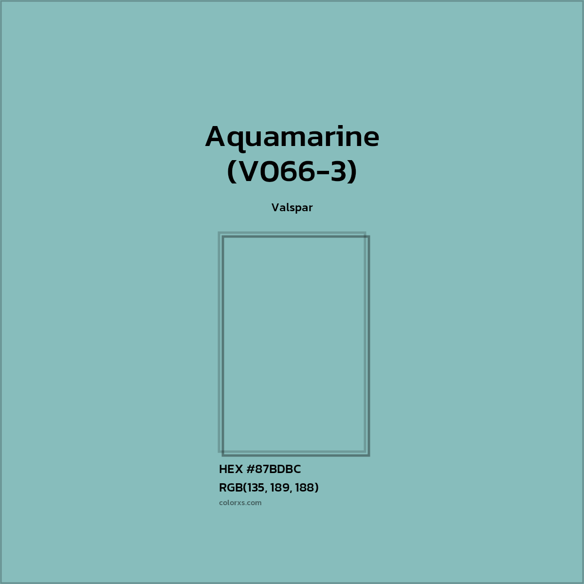 #87BDBC Aquamarine (V066-3) Paint Valspar - Color codes and meaning | Matching colors and paints