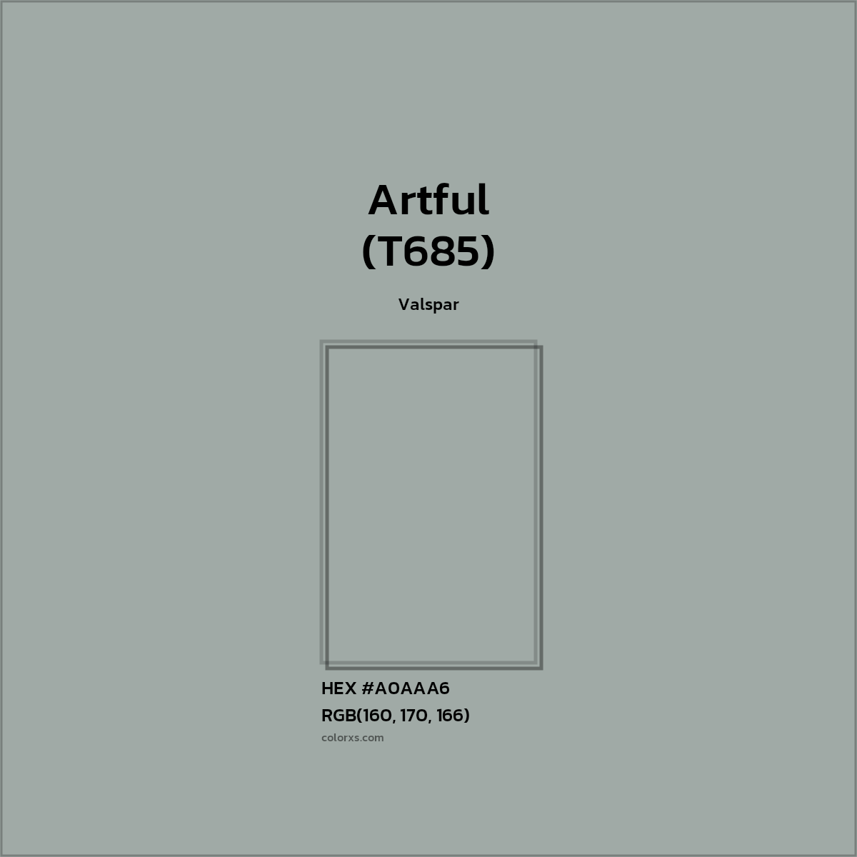 #A0AAA6 Artful (T685) Paint Valspar - Color codes and meaning | Matching colors and paints
