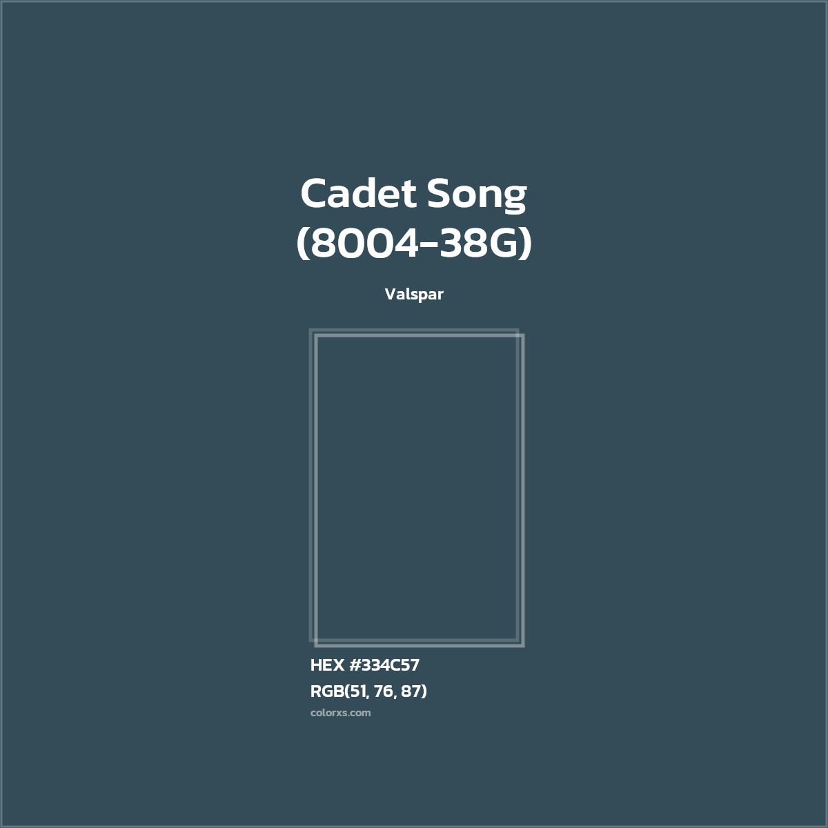 #334C57 Cadet Song (8004-38G) Paint Valspar - Color codes and meaning | Matching colors and paints