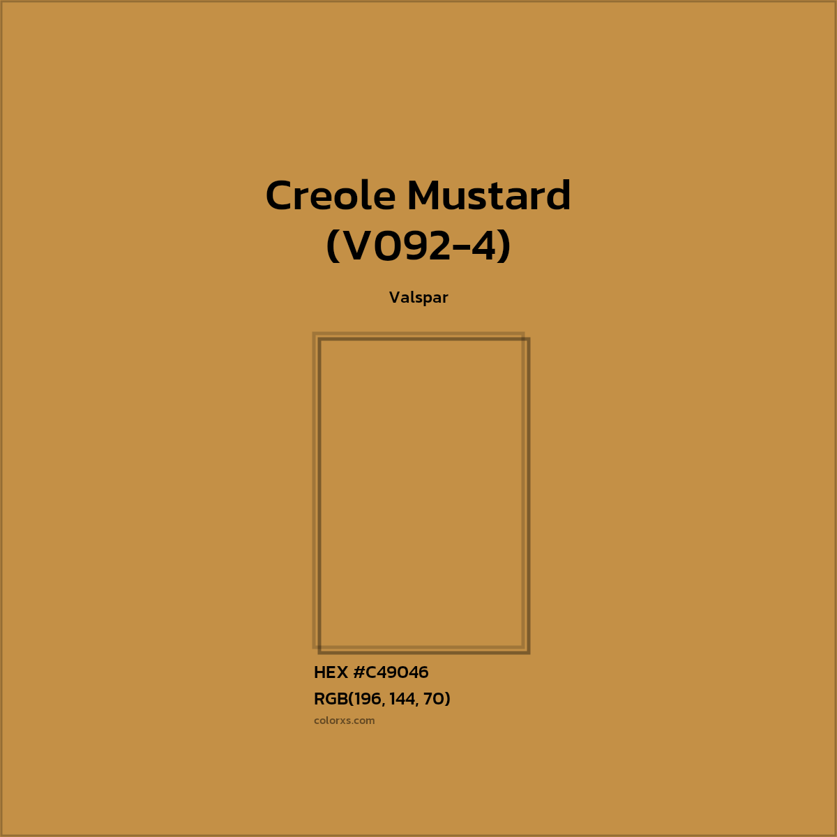 #C49046 Creole Mustard (V092-4) Paint Valspar - Color codes and meaning | Matching colors and paints