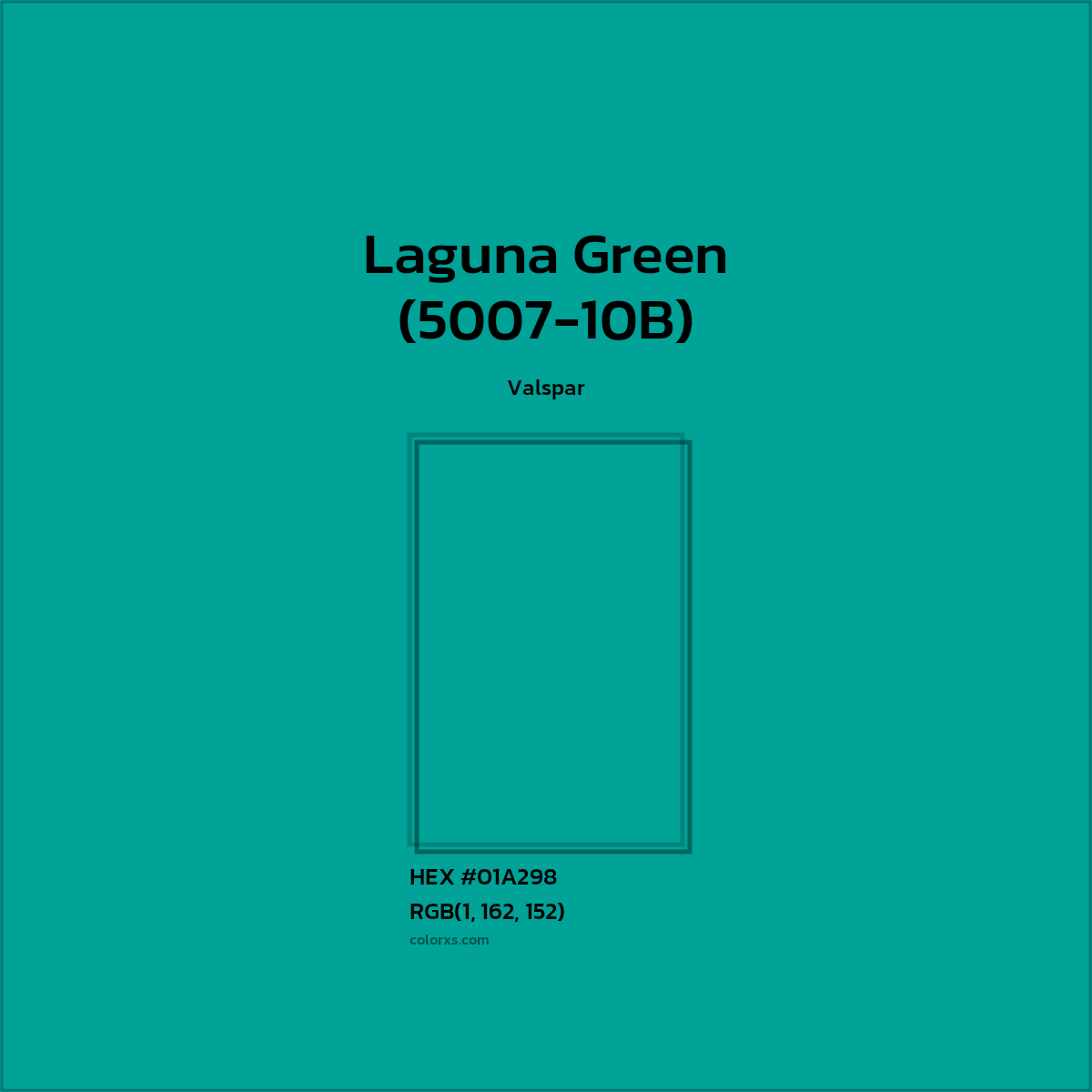 #01A298 Laguna Green (5007-10B) Paint Valspar - Color codes and meaning | Matching colors and paints