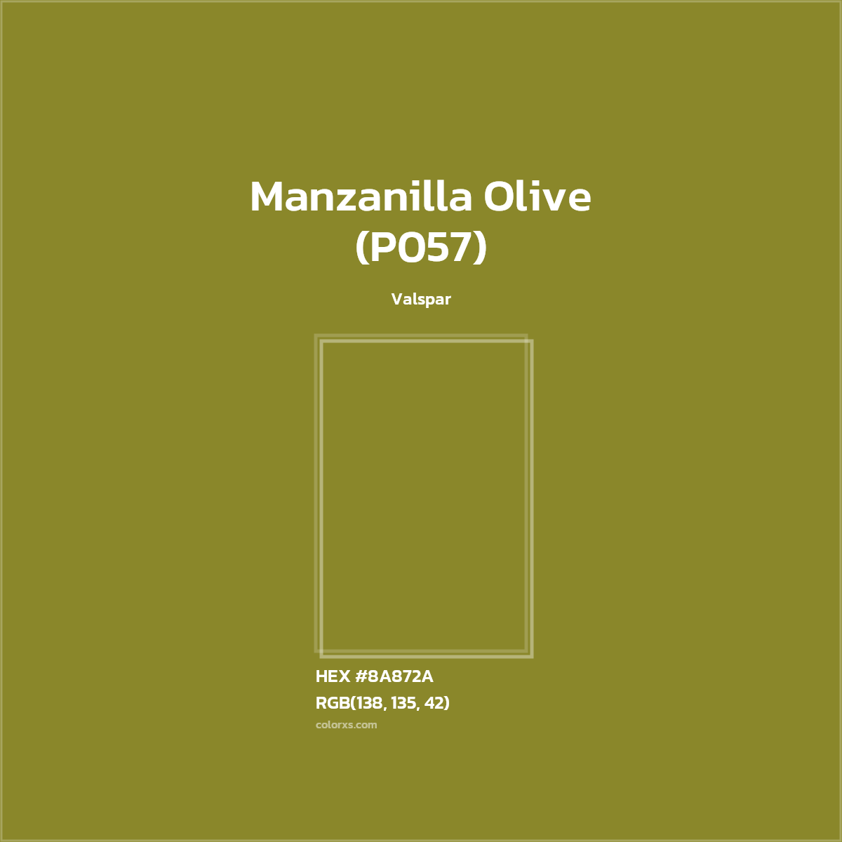 #8A872A Manzanilla Olive (P057) Paint Valspar - Color codes and meaning | Matching colors and paints
