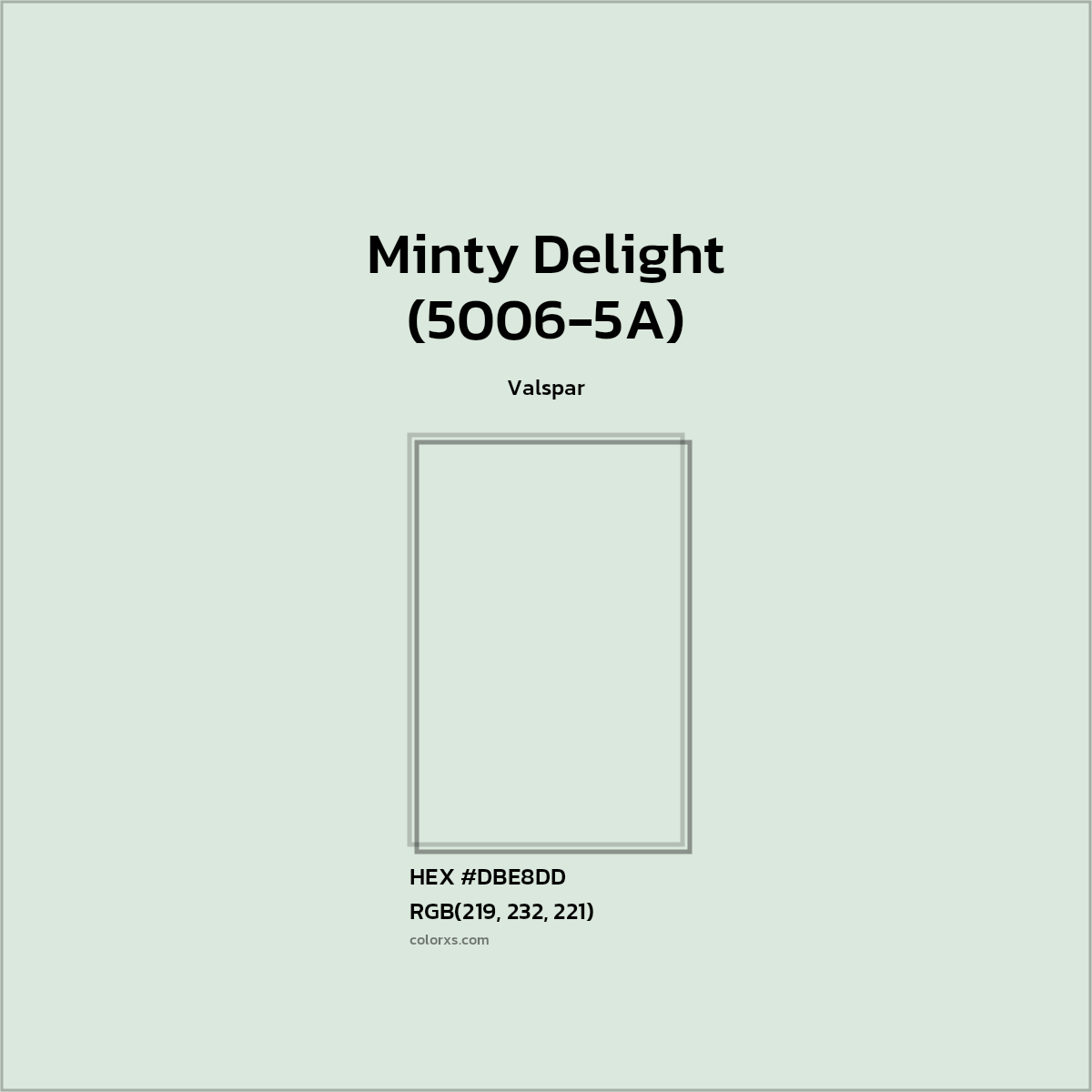 #DBE8DD Minty Delight (5006-5A) Paint Valspar - Color codes and meaning | Matching colors and paints