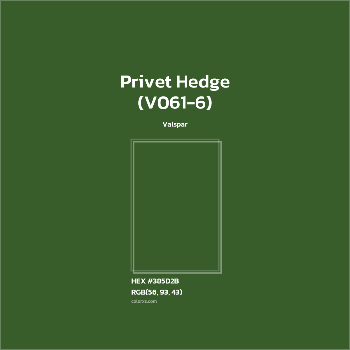 #385D2B Privet Hedge (V061-6) Paint Valspar - Color codes and meaning | Matching colors and paints