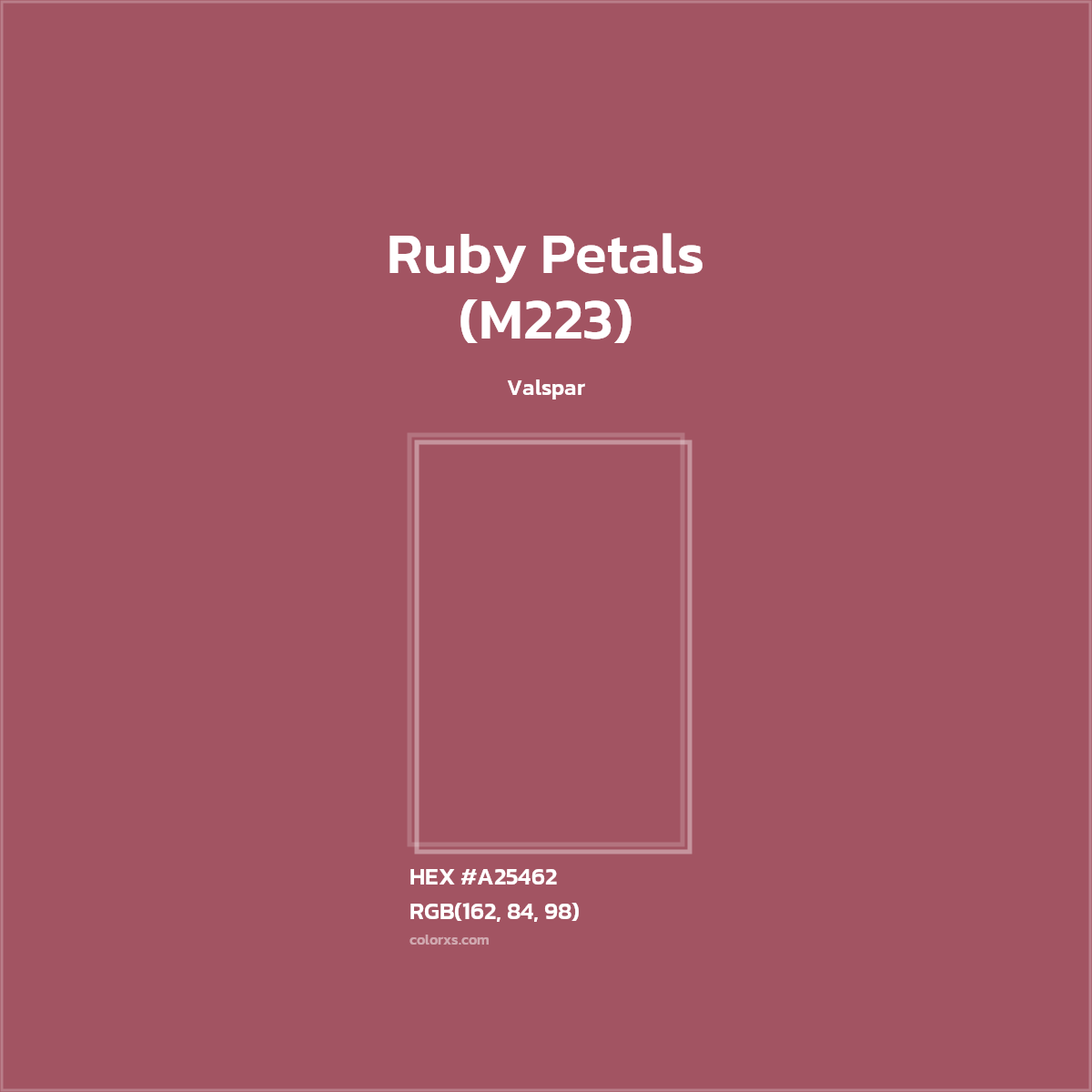 #A25462 Ruby Petals (M223) Paint Valspar - Color codes and meaning | Matching colors and paints