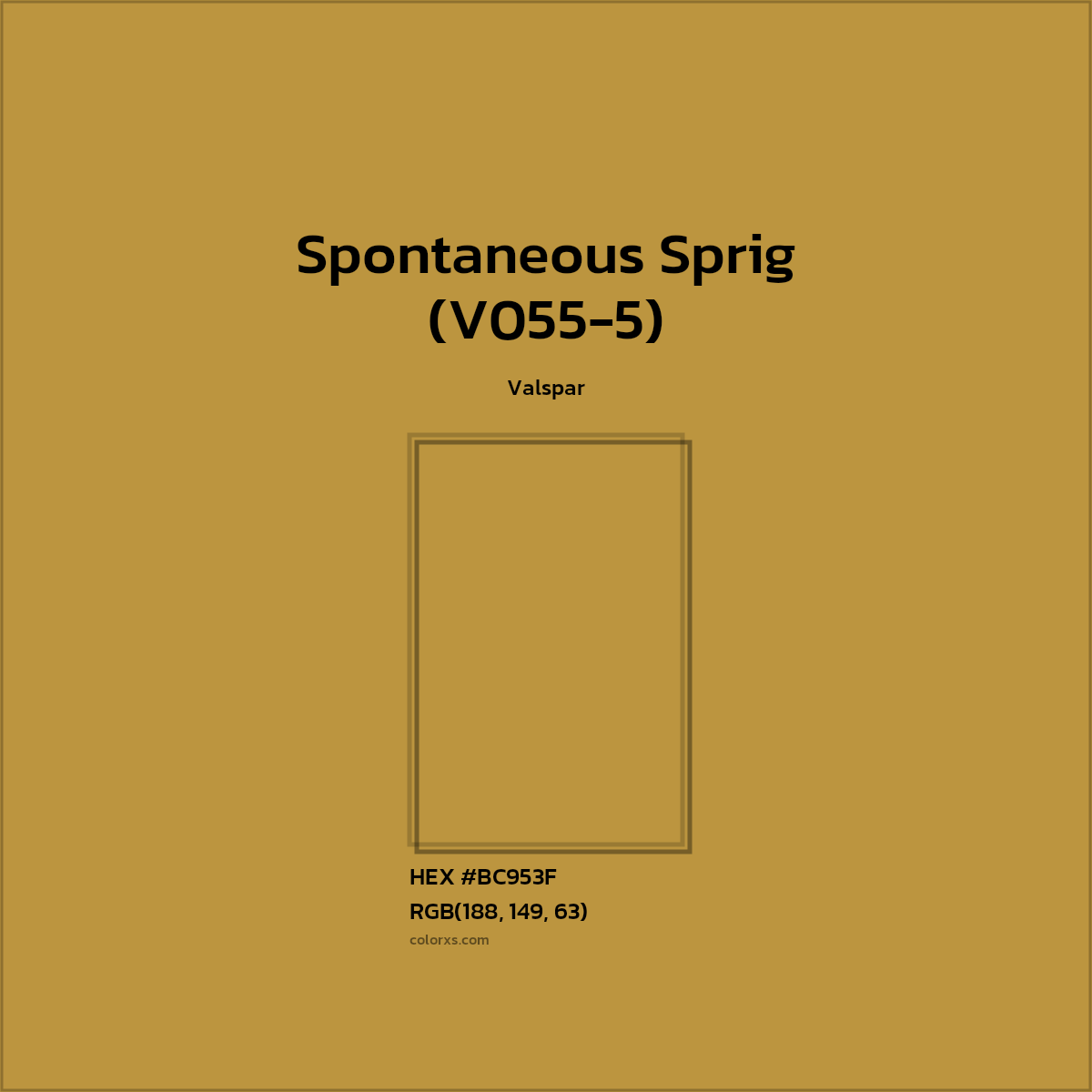 #BC953F Spontaneous Sprig (V055-5) Paint Valspar - Color codes and meaning | Matching colors and paints
