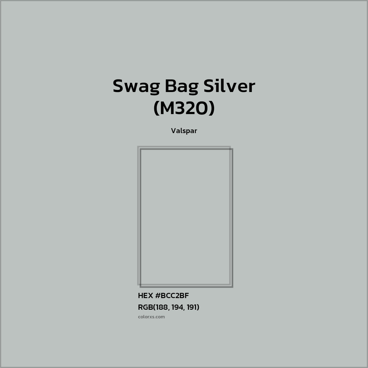 #BCC2BF Swag Bag Silver (M320) Paint Valspar - Color codes and meaning | Matching colors and paints