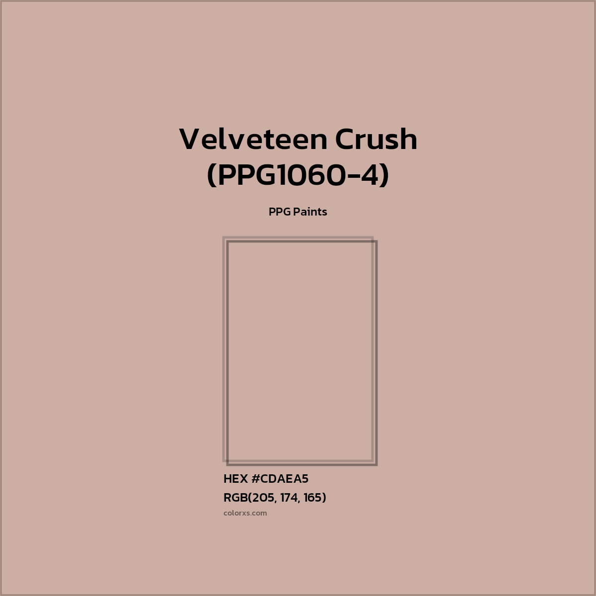 #CDAEA5 Velveteen Crush (PPG1060-4) Paint PPG Paints - Color codes and meaning | Matching colors and paints
