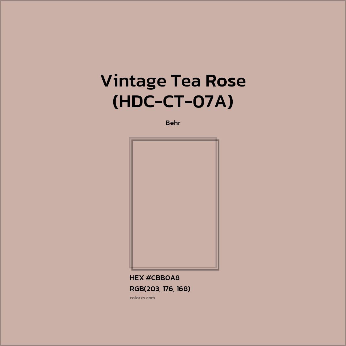 #CBB0A8 Vintage Tea Rose (HDC-CT-07A) Paint Behr - Color codes and meaning | Matching colors and paints