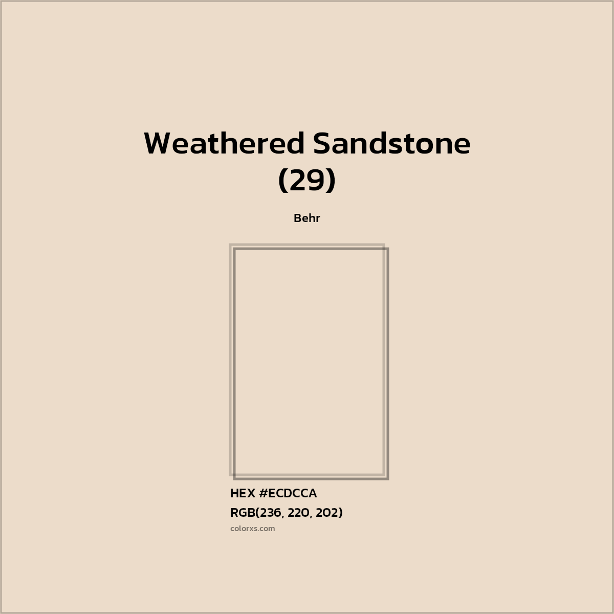 #ECDCCA Weathered Sandstone (29) Paint Behr - Color codes and meaning | Matching colors and paints