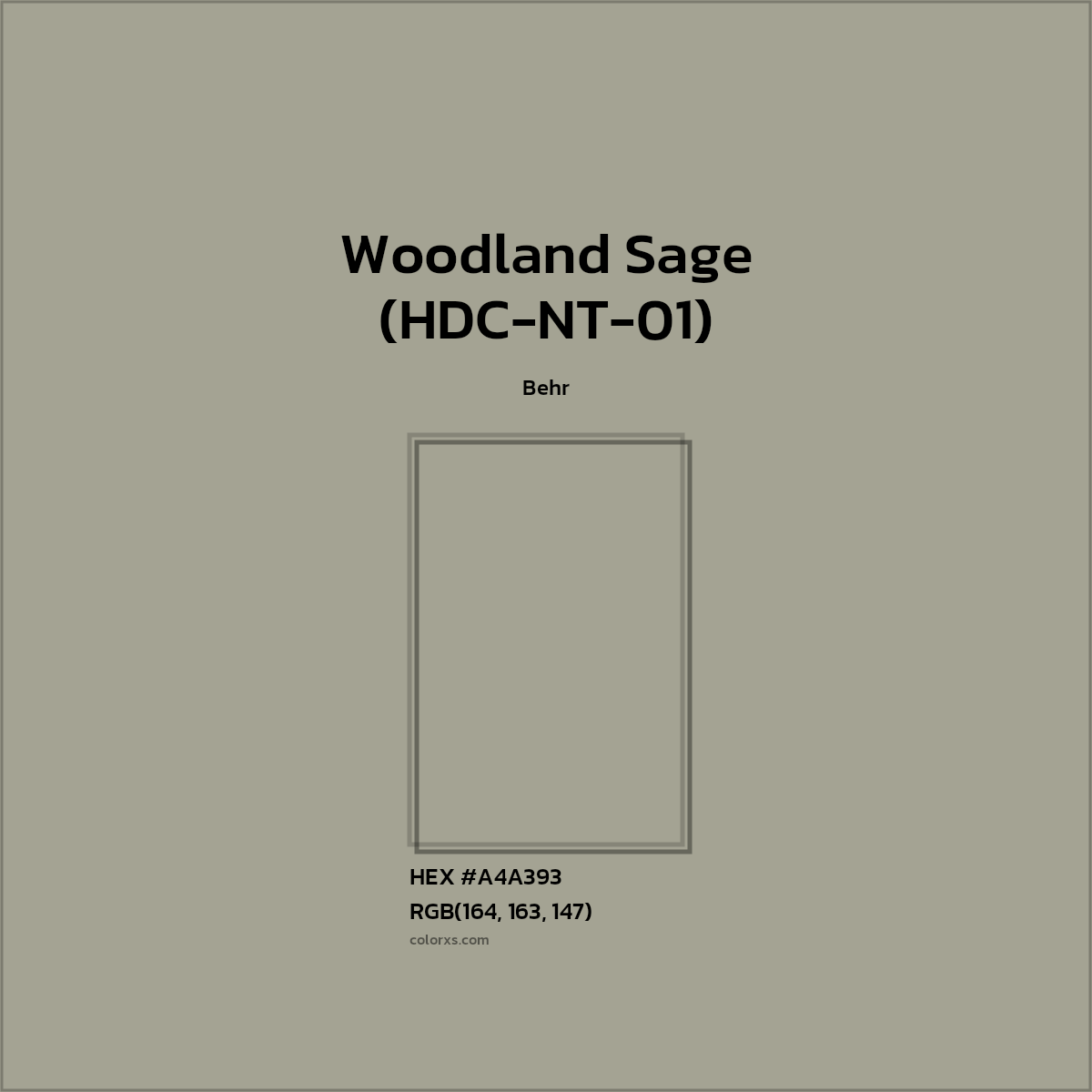 #A4A393 Woodland Sage (HDC-NT-01) Paint Behr - Color codes and meaning | Matching colors and paints