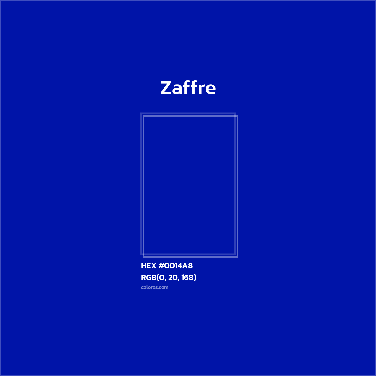 #0014A8 Zaffre Color  - Color codes and meaning | Matching colors and paints