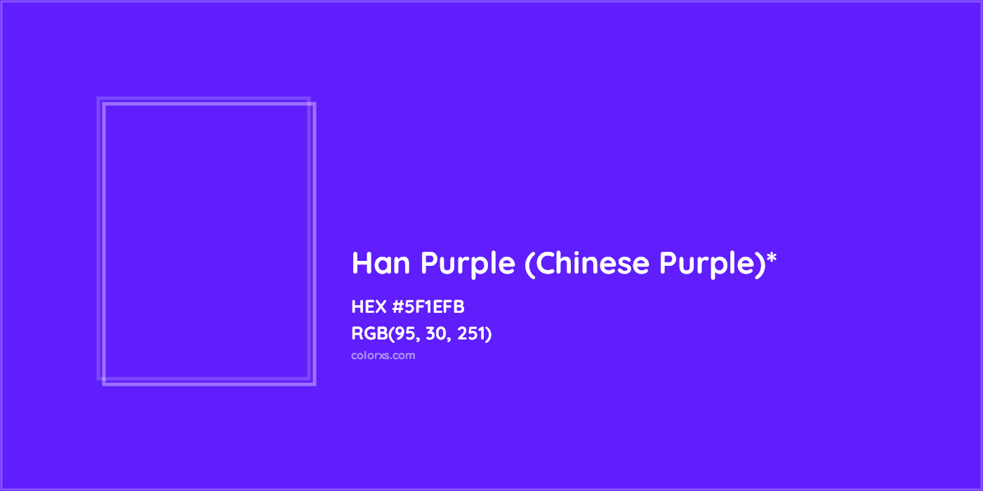 #5F1EFB hex color. RGB, RYB, CMYK, HSL, HSV codes and color conversions. Matching color names, palettes, paints.