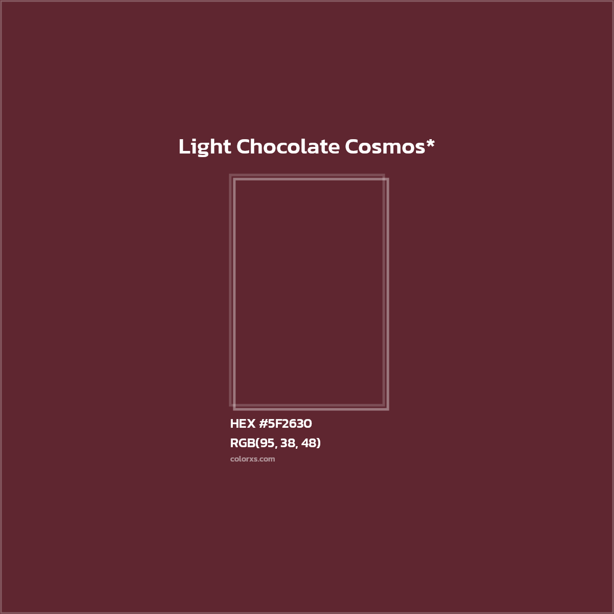 #5F2630 hex color. RGB, RYB, CMYK, HSL, HSV codes and color conversions. Matching color names, palettes, paints.