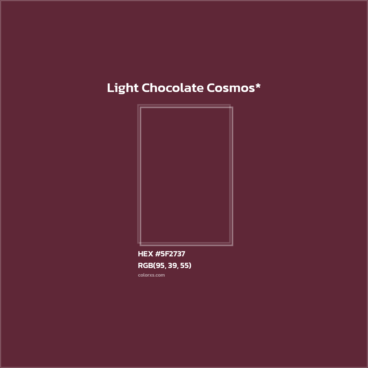 #5F2737 hex color. RGB, RYB, CMYK, HSL, HSV codes and color conversions. Matching color names, palettes, paints.
