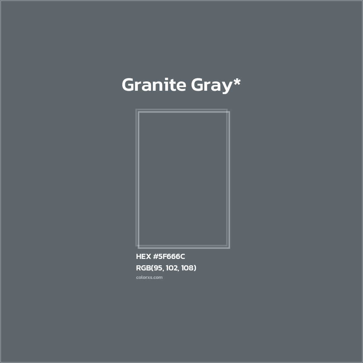 #5F666C hex color. RGB, RYB, CMYK, HSL, HSV codes and color conversions. Matching color names, palettes, paints.