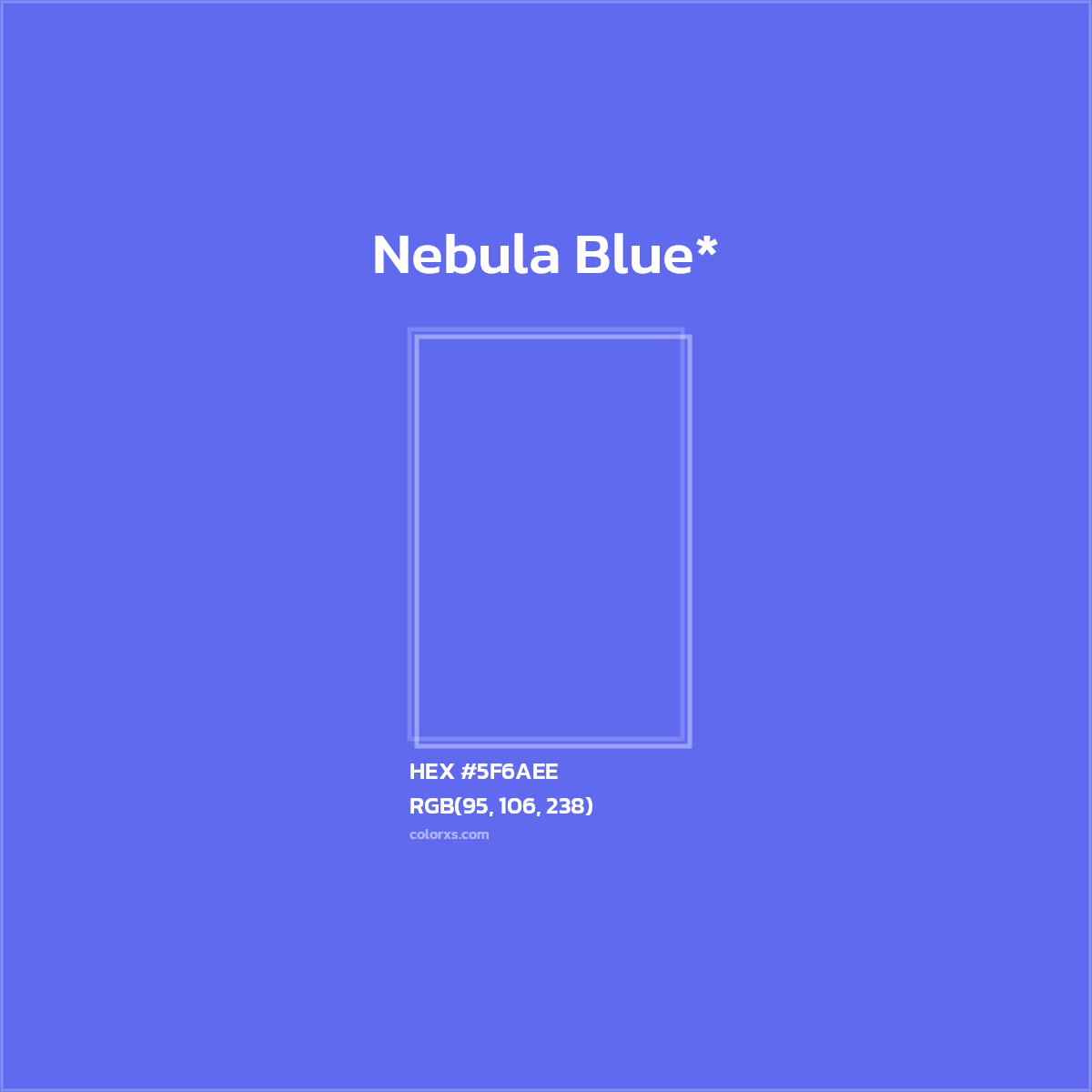 #5F6AEE hex color. RGB, RYB, CMYK, HSL, HSV codes and color conversions. Matching color names, palettes, paints.
