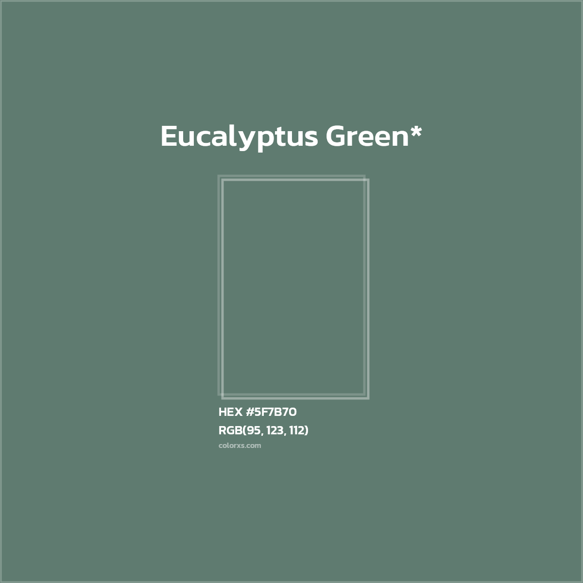#5F7B70 hex color. RGB, RYB, CMYK, HSL, HSV codes and color conversions. Matching color names, palettes, paints.