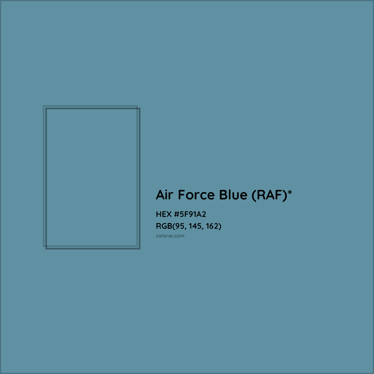 #5F91A2 hex color. RGB, RYB, CMYK, HSL, HSV codes and color conversions. Matching color names, palettes, paints.