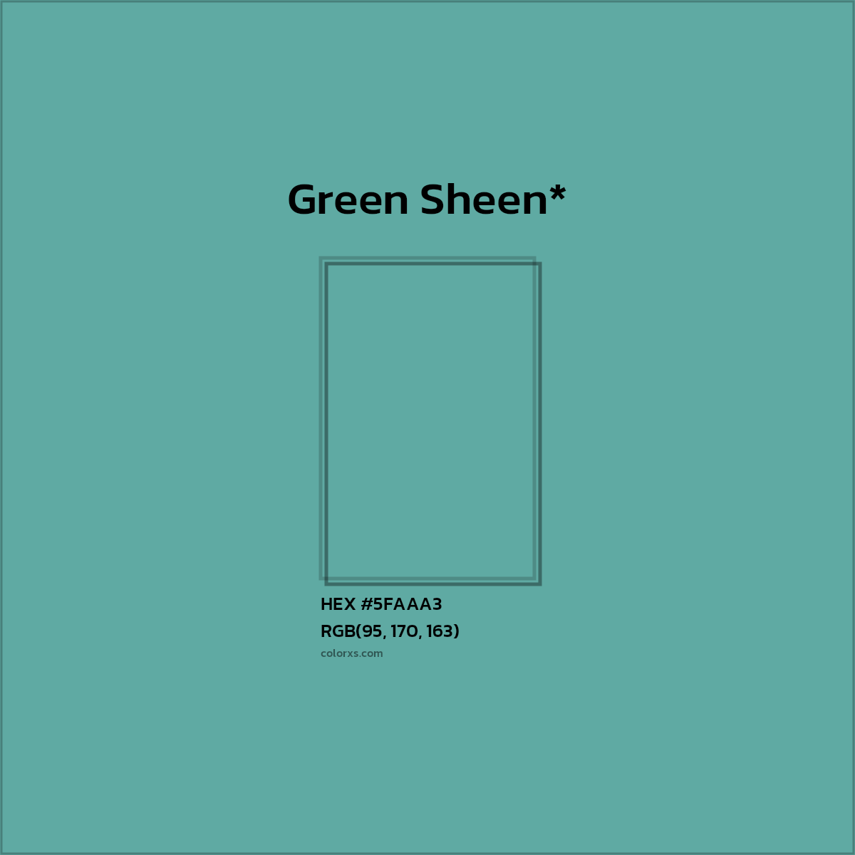 #5FAAA3 hex color. RGB, RYB, CMYK, HSL, HSV codes and color conversions. Matching color names, palettes, paints.