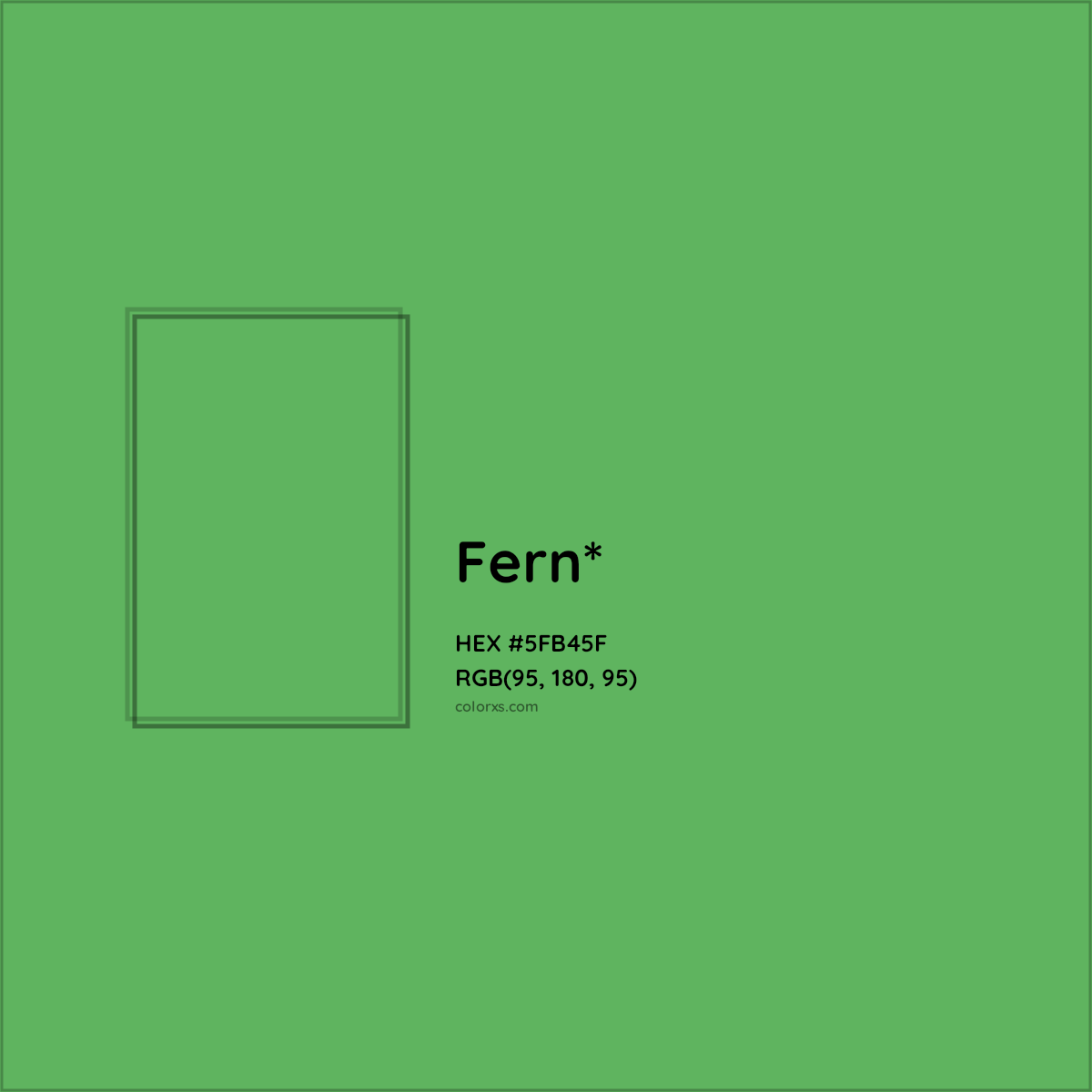 #5FB45F hex color. RGB, RYB, CMYK, HSL, HSV codes and color conversions. Matching color names, palettes, paints.