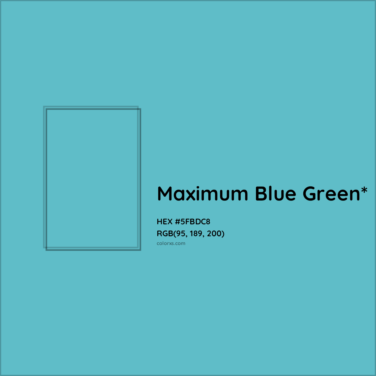 #5FBDC8 hex color. RGB, RYB, CMYK, HSL, HSV codes and color conversions. Matching color names, palettes, paints.