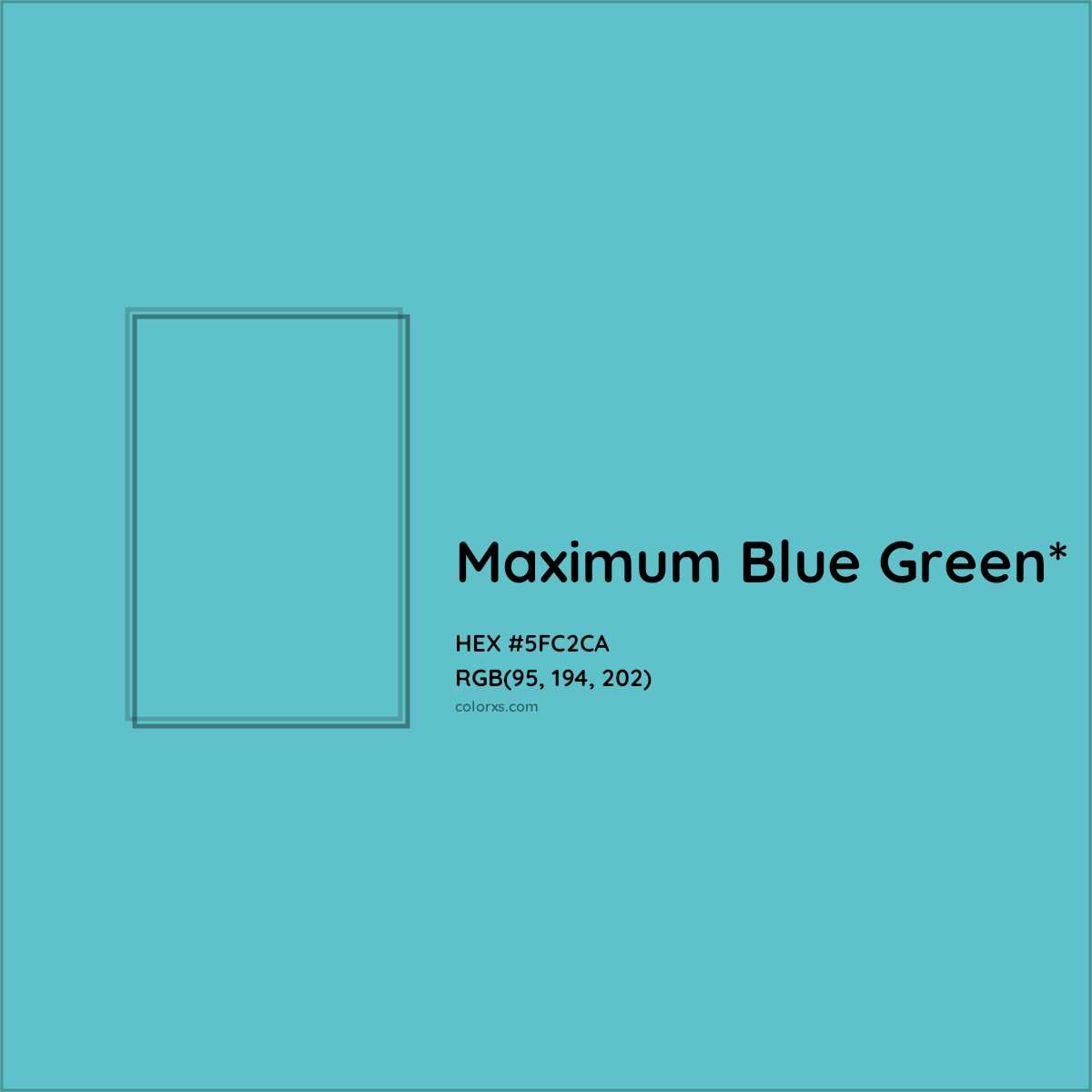 #5FC2CA hex color. RGB, RYB, CMYK, HSL, HSV codes and color conversions. Matching color names, palettes, paints.