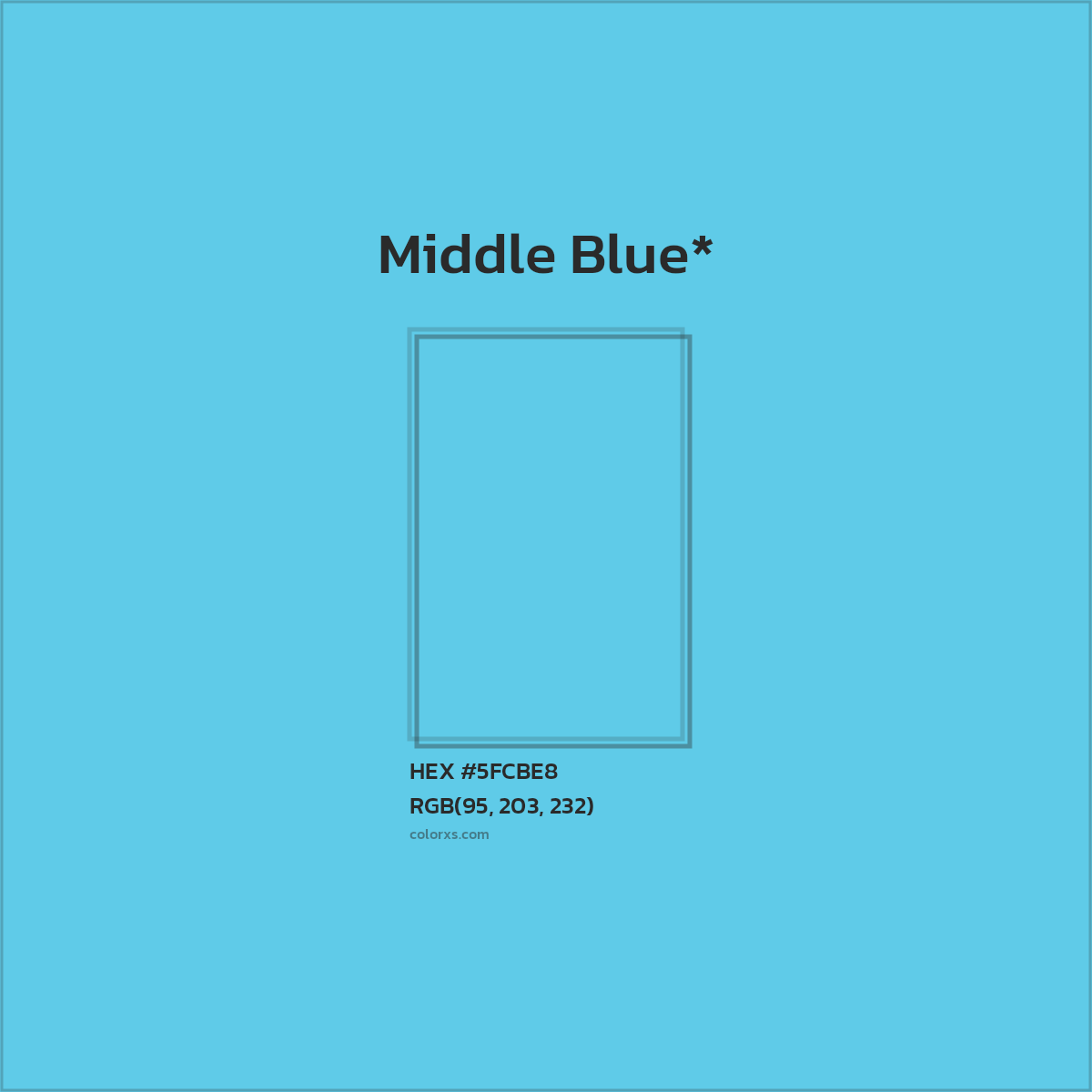 #5FCBE8 hex color. RGB, RYB, CMYK, HSL, HSV codes and color conversions. Matching color names, palettes, paints.