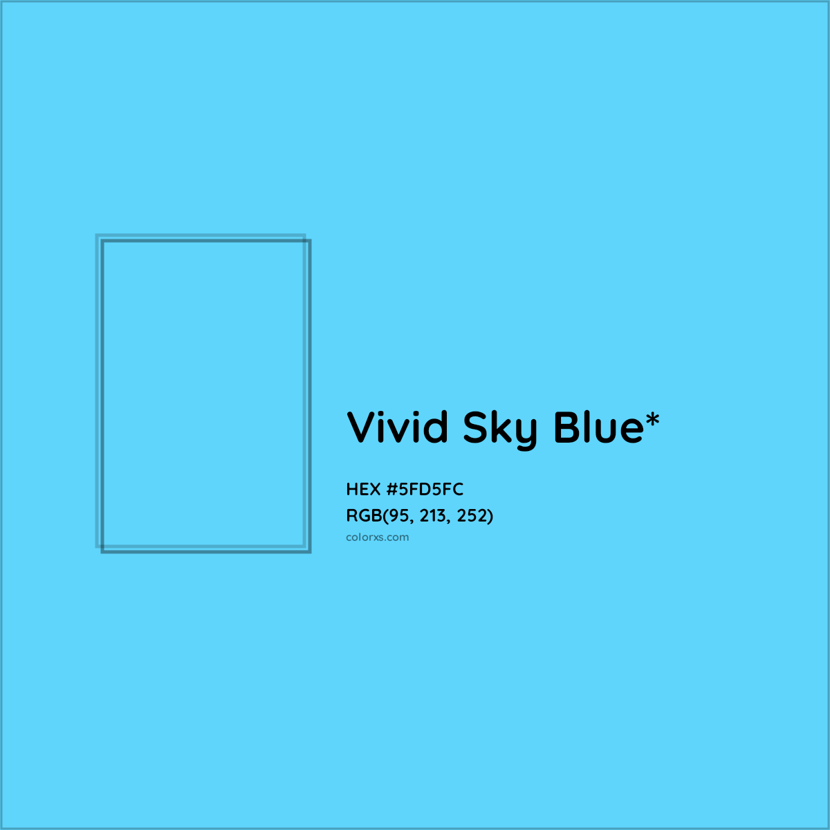 #5FD5FC hex color. RGB, RYB, CMYK, HSL, HSV codes and color conversions. Matching color names, palettes, paints.