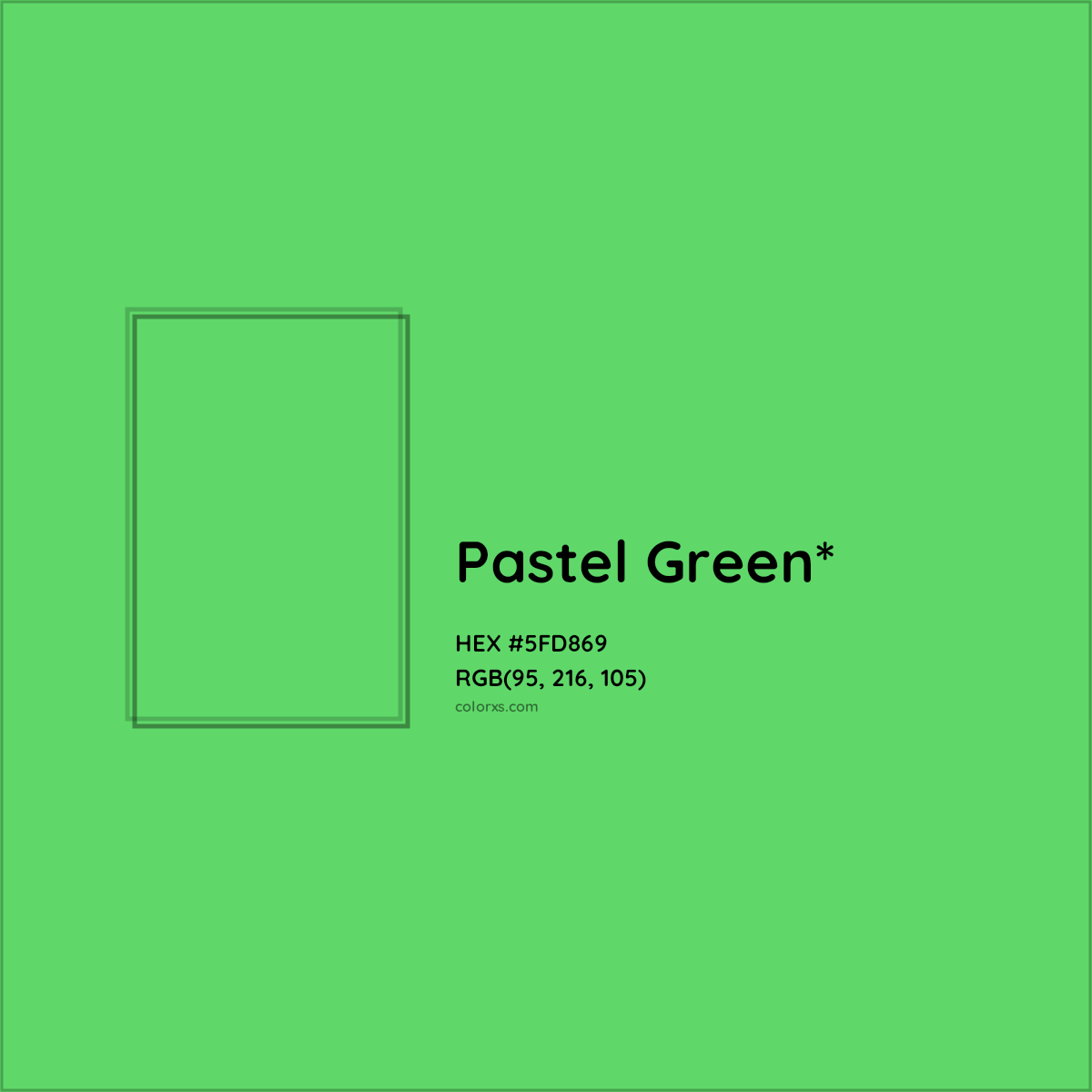#5FD869 hex color. RGB, RYB, CMYK, HSL, HSV codes and color conversions. Matching color names, palettes, paints.