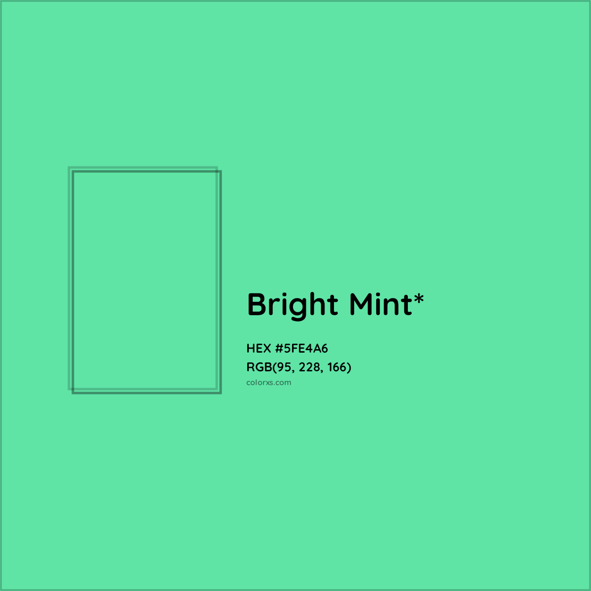 #5FE4A6 hex color. RGB, RYB, CMYK, HSL, HSV codes and color conversions. Matching color names, palettes, paints.